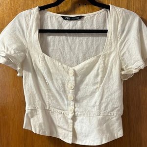 Cute linen cream Zara shirt, size small